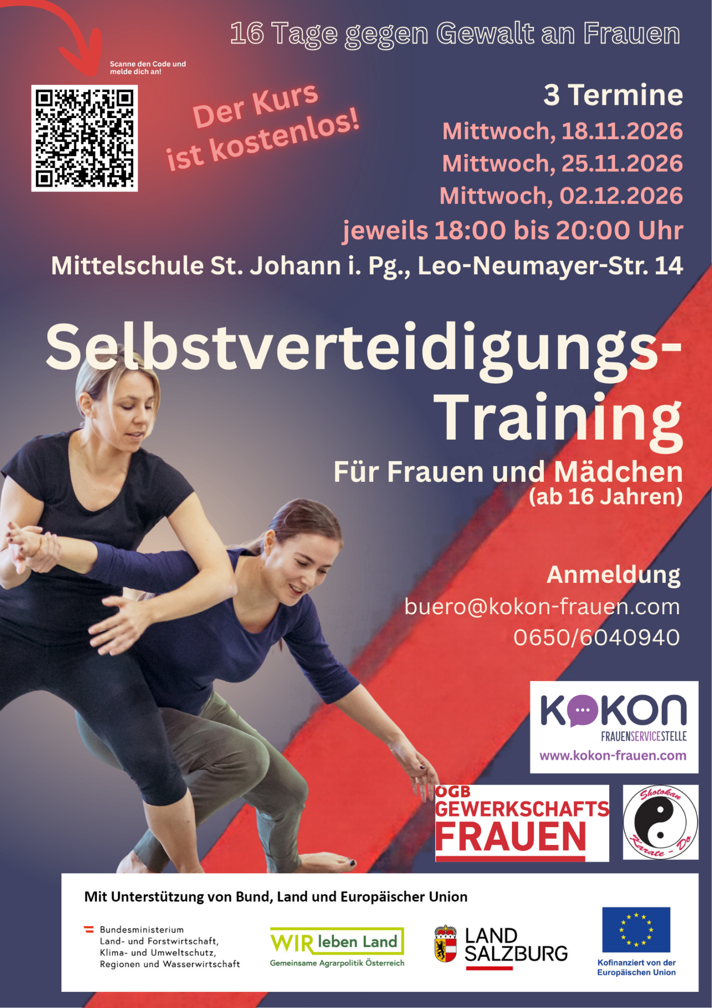 Plakat Selbstverteidigungstraining Frauen