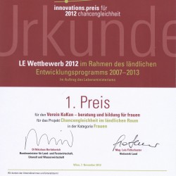 2012_1112 Urkunde Innovationspreis 2012